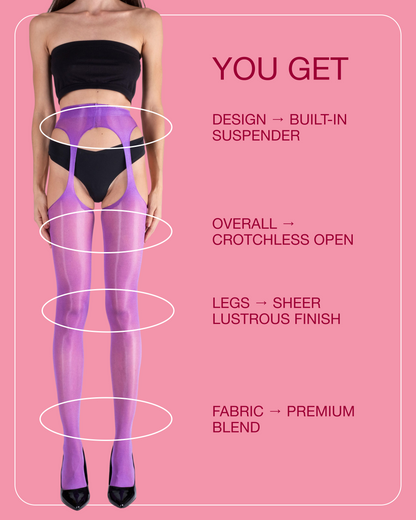 Lustrous Sheer Suspender Crotchless Tights