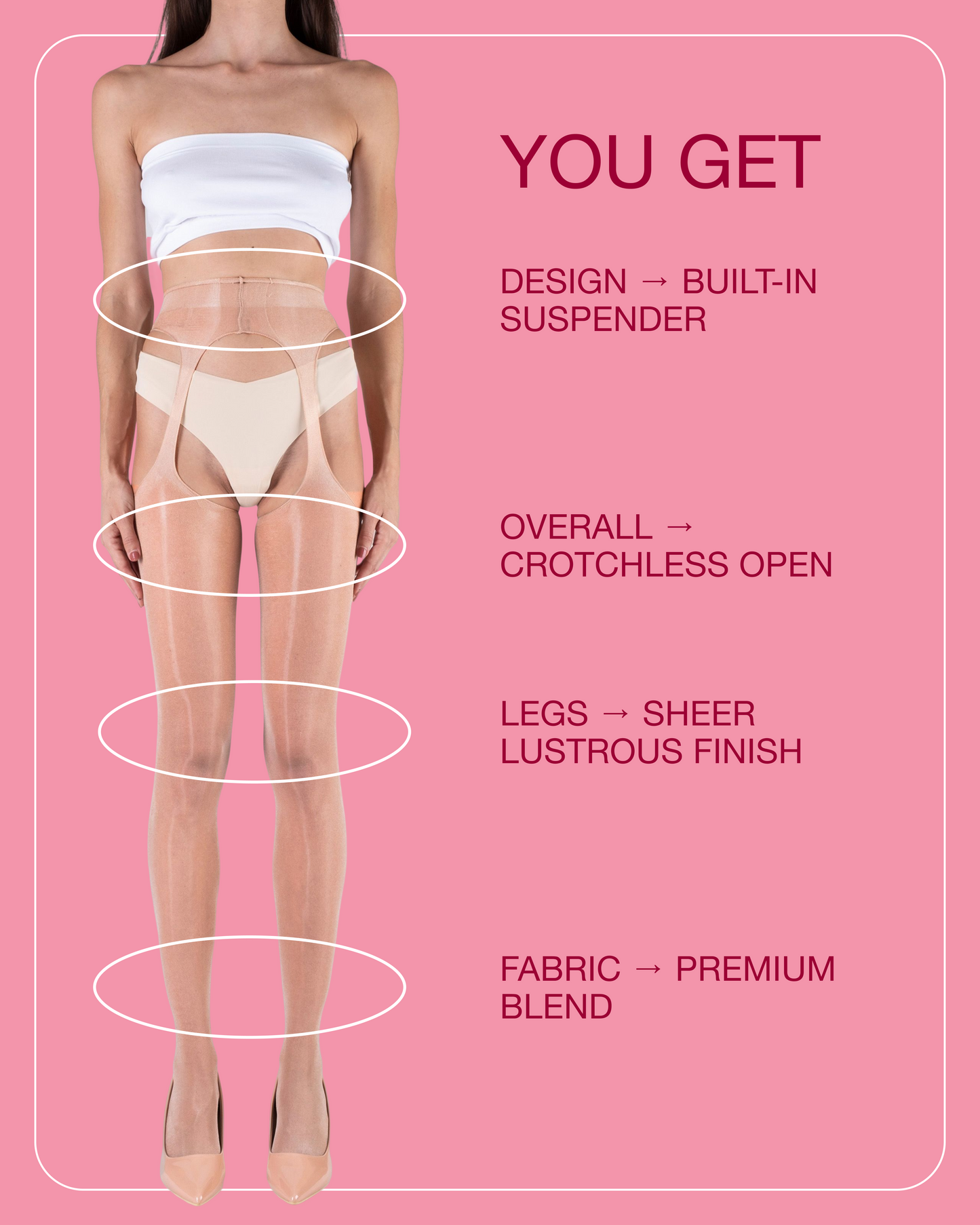 Lustrous Sheer Suspender Crotchless Tights