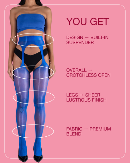 Lustrous Sheer Suspender Crotchless Tights
