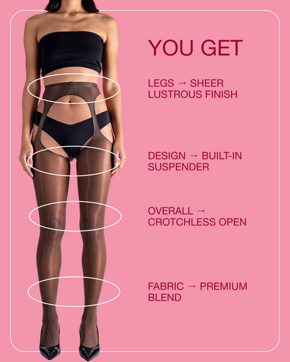 Lustrous Sheer Suspender Crotchless Tights