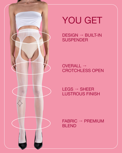 Lustrous Sheer Suspender Crotchless Tights
