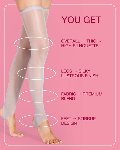 Lustrous Shiny Sheer Stirrup Thigh-Highs