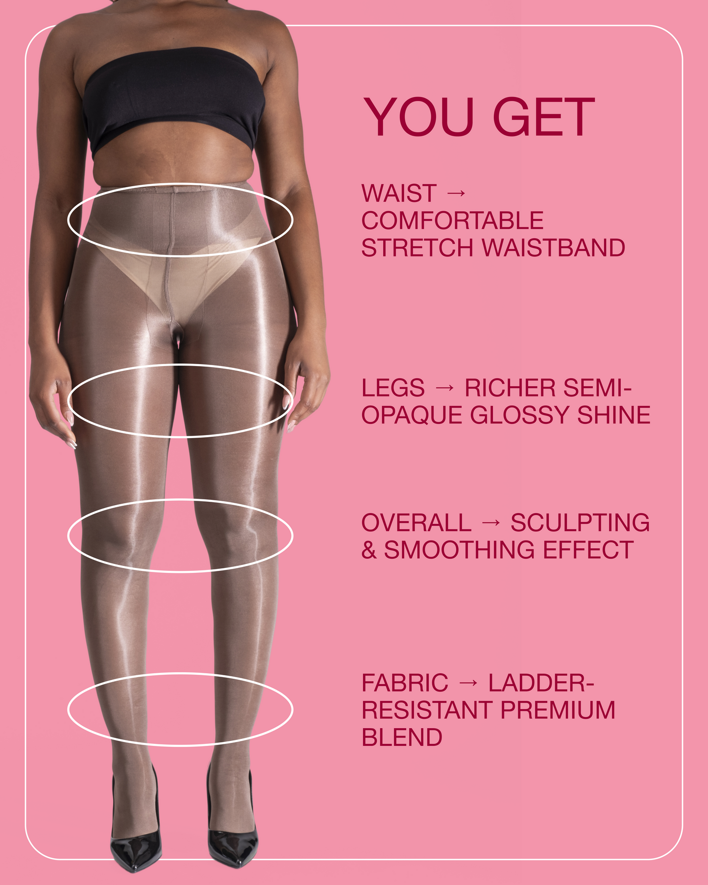 Lustrous Shiny Semi-Opaque Pantyhose