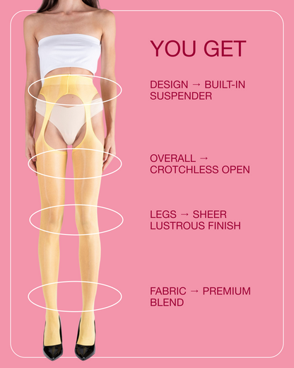 Lustrous Sheer Suspender Crotchless Tights