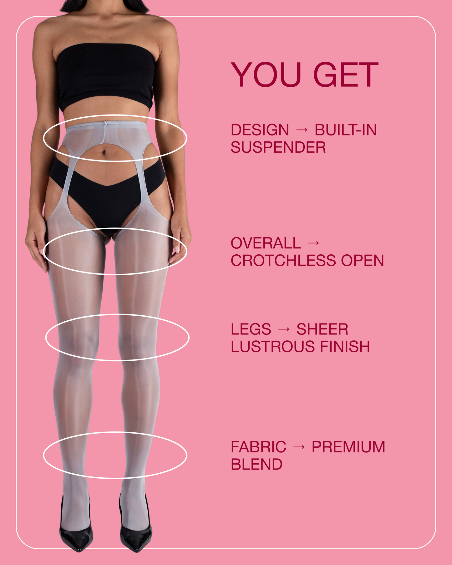 Lustrous Sheer Suspender Crotchless Tights