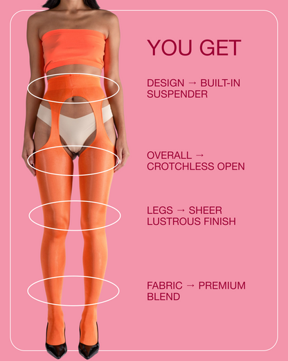 Lustrous Sheer Suspender Crotchless Tights