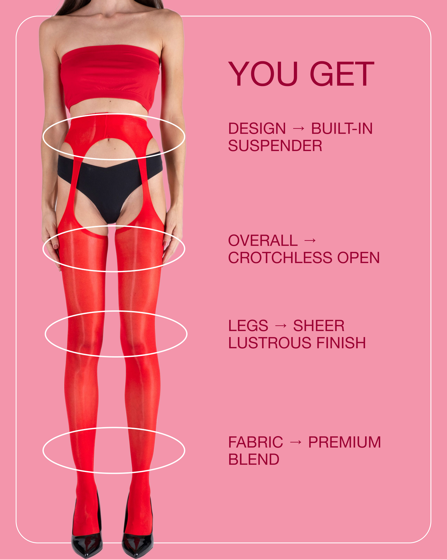 Lustrous Sheer Suspender Crotchless Tights